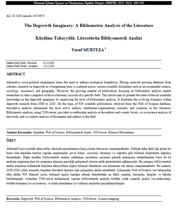 The Degrowth Imaginary: A Bibliometric Analysis of the Literature